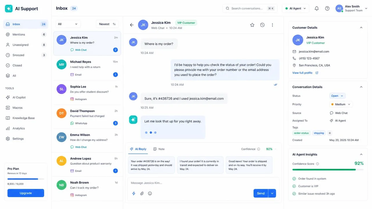 AI support: example website built with Lovable