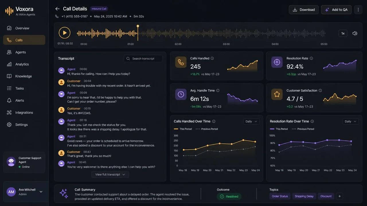 AI voice agents: example website built with Lovable