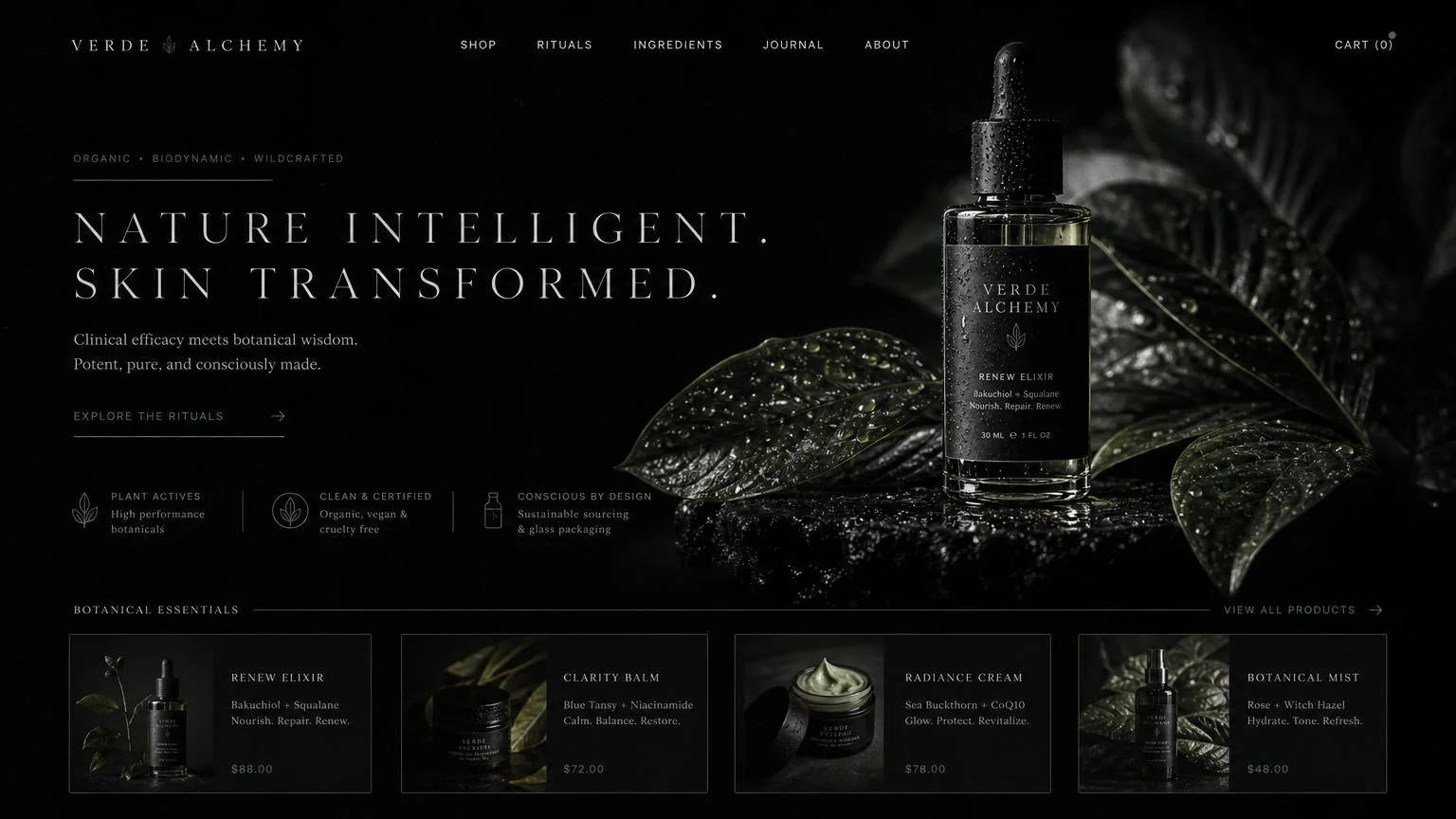 Organic skincare: example website built with Lovable