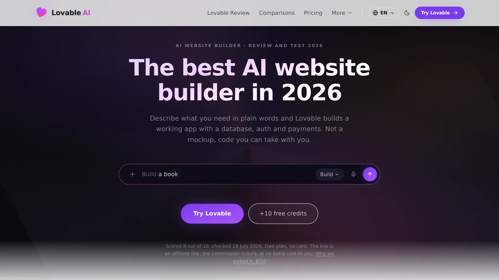 Our Lovable review: example website built with Lovable