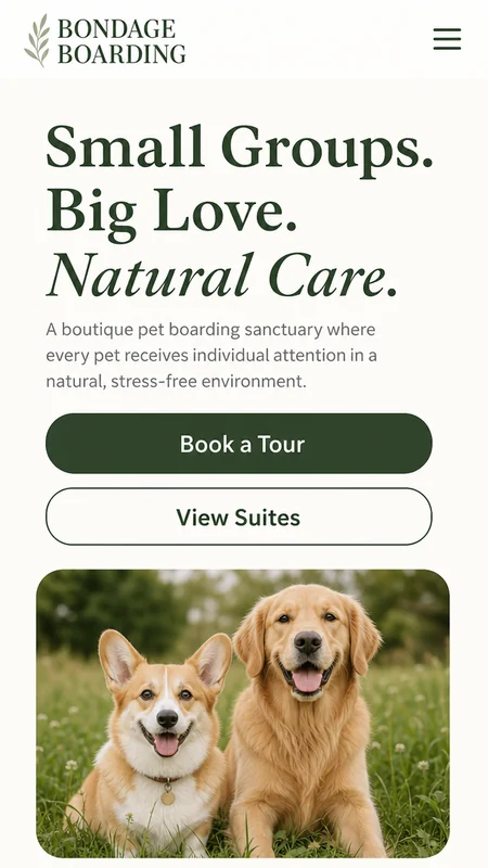 Pet care: mobile version of a Lovable website